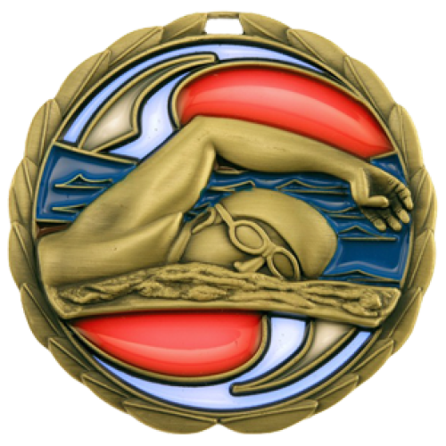 Stained Glass 3D Medal - Swimming