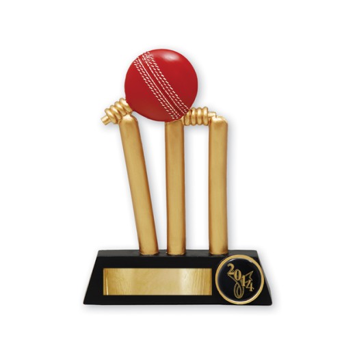 Resin - Cricket Trophy Gold Stumps